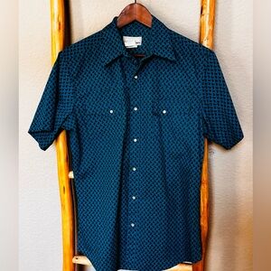 Wrangler Wrancher Western Pearl Snap Cowboy Shirt Men’s M Teal Paisley